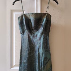 Vintage Y2K Plenty by Tracy Reese Green Floral Paisley 100% Silk Dress